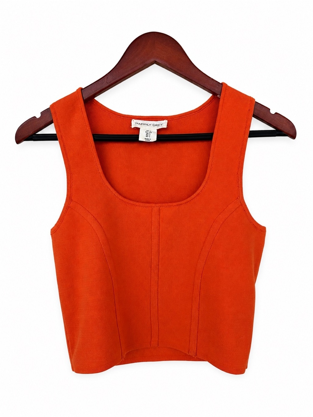 Orange Sculpt Knit Sweater Tank Large Fitted Corset Knit Capsule Top